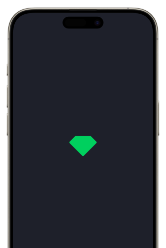 Illustration of an iPhone with the logo of Emerald Chat displayed on screen